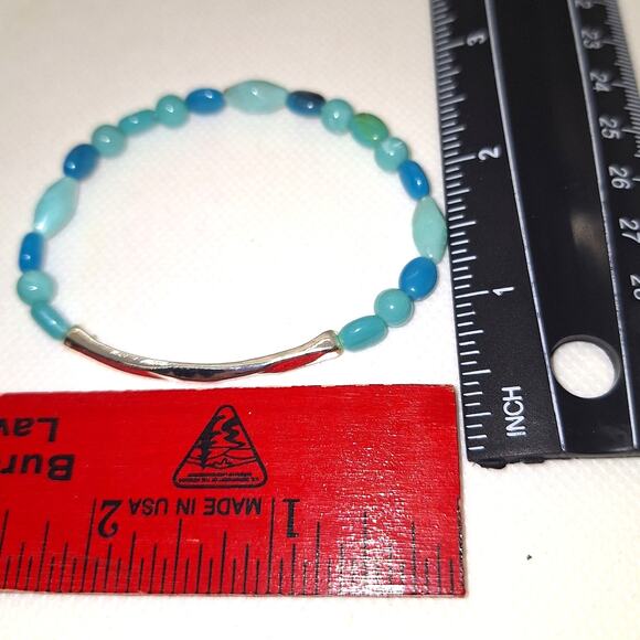Avon Ocean Air Stretch Bracelet Set of  3 Turquoise Blue Silver Tone Beads - Picture 4 of 4